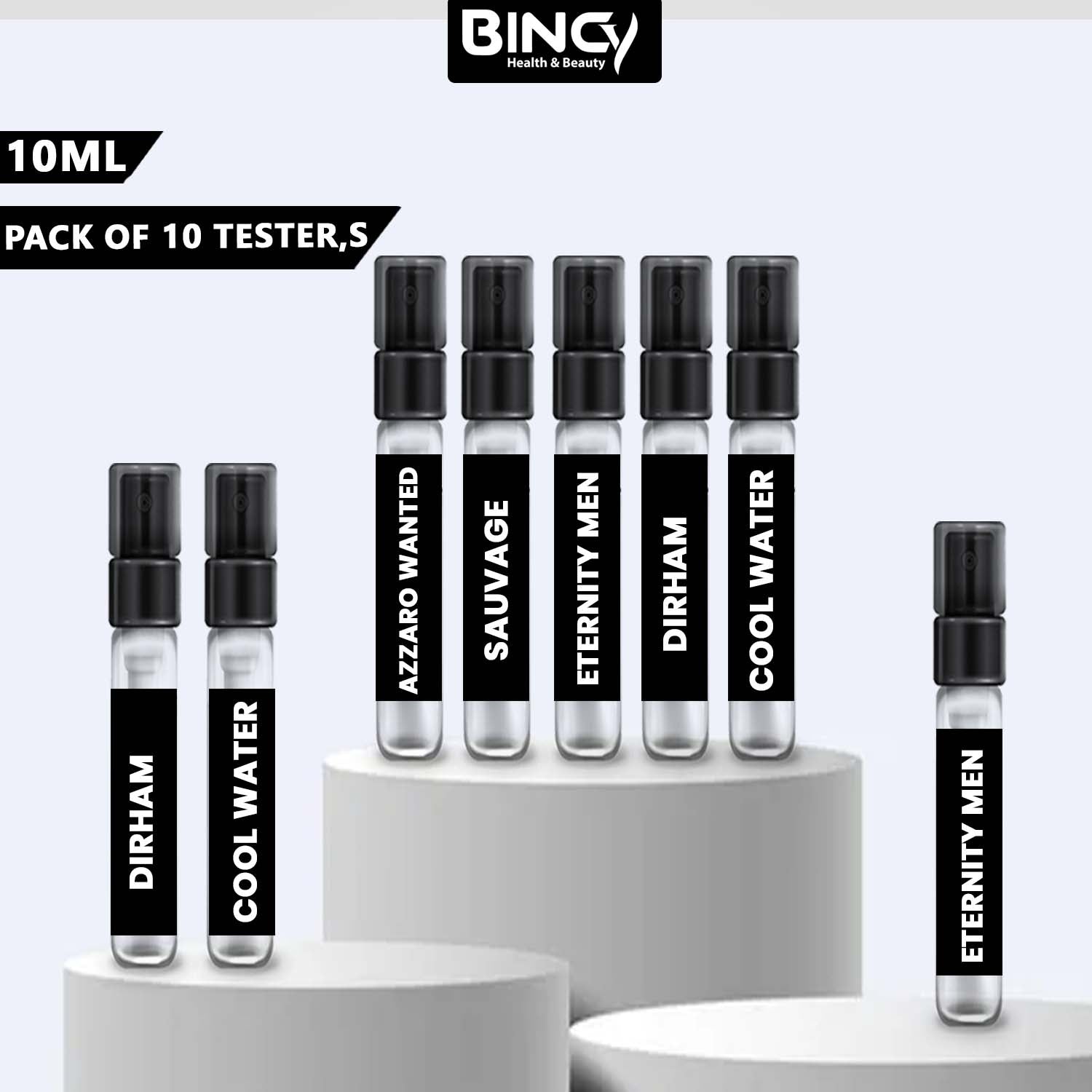 10 Perfumes Samples 10ML of Your Choice - Explorer Range - Bincy.pk