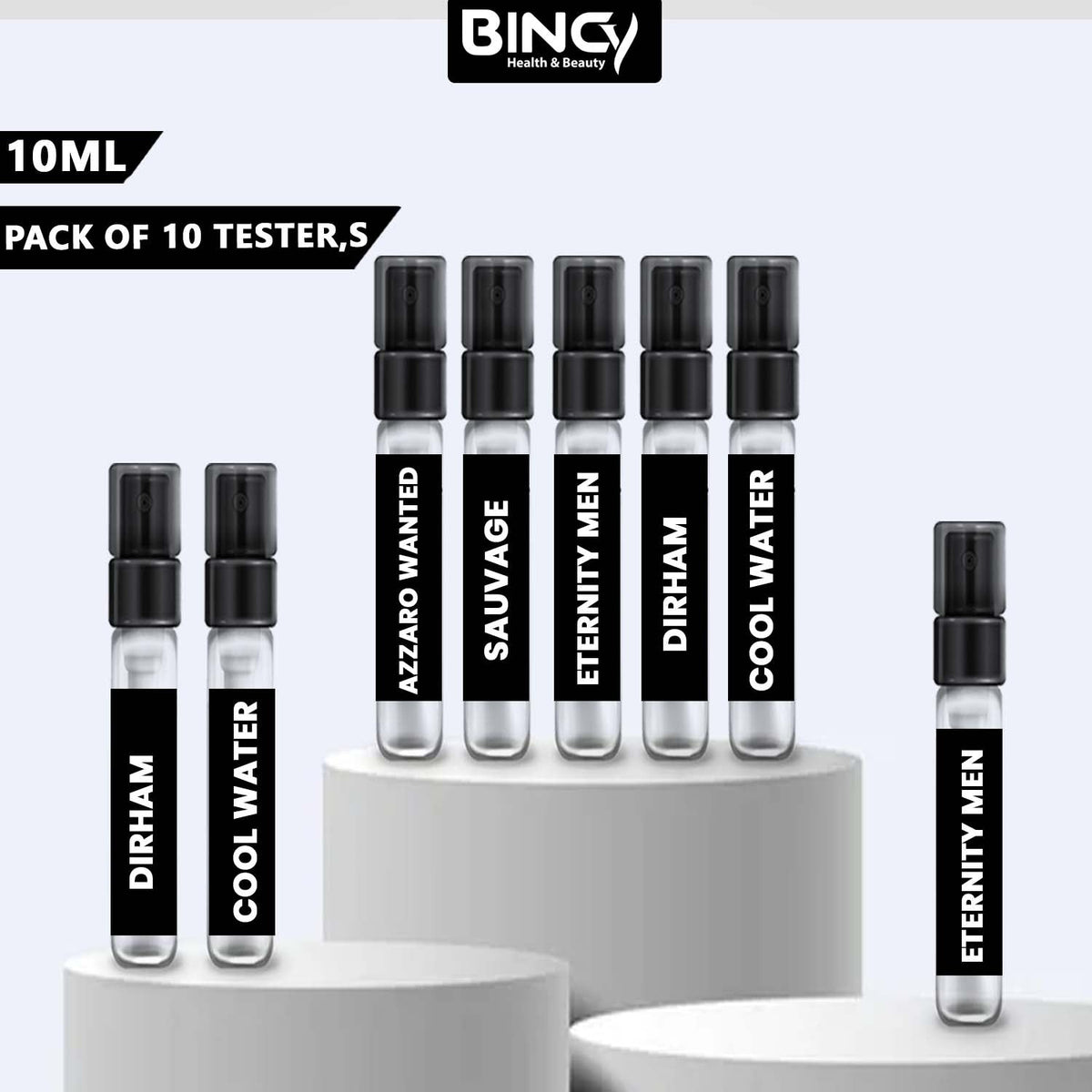 10 Perfumes Samples 10ML of Your Choice - Explorer Range - Bincy.pk