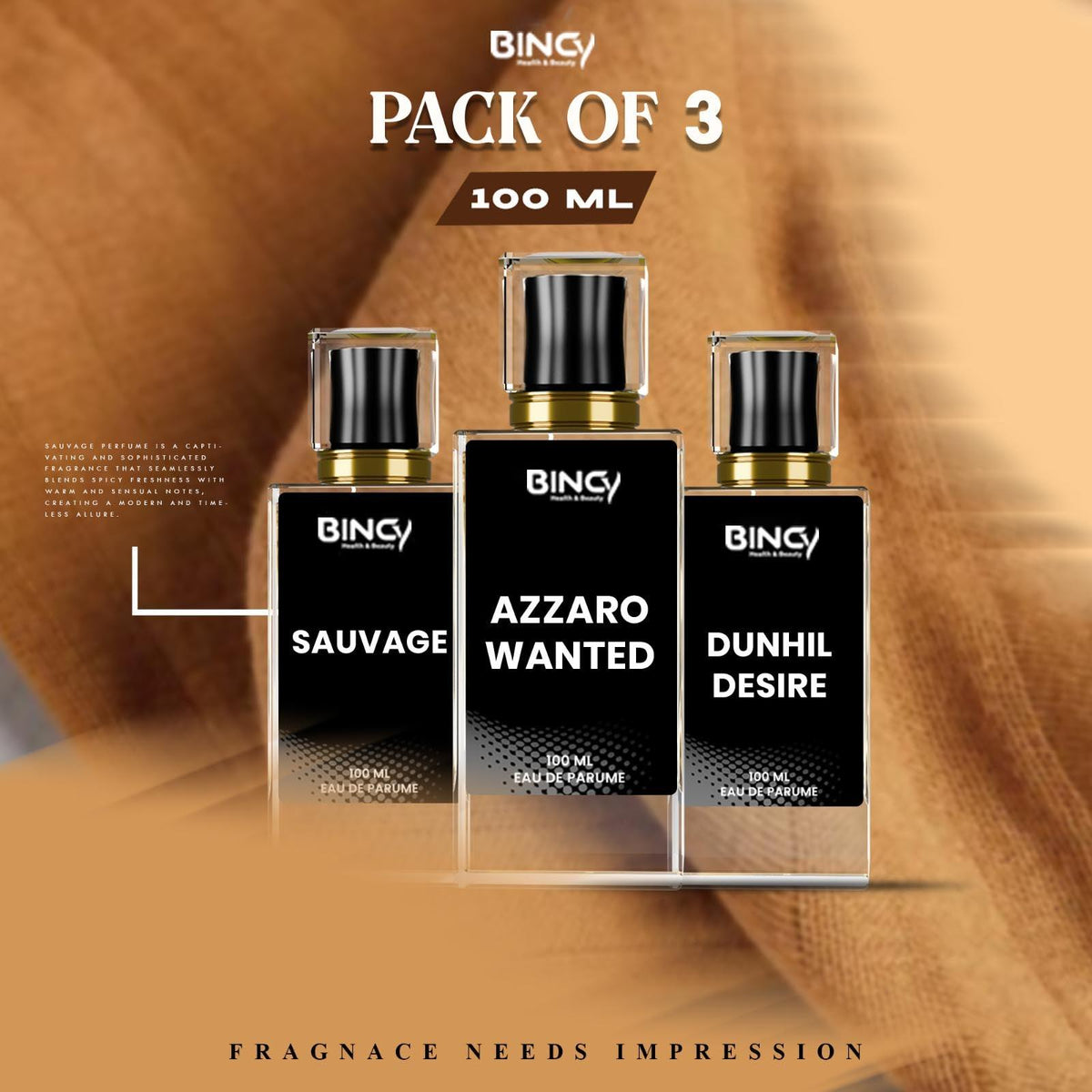 Bundle Of 3 Perfumes 100ML - Bincy.pk